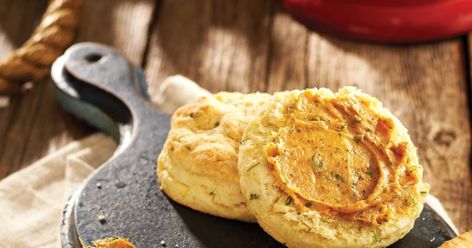 Old Bay Butter Recipe - Chatelaine Green Onion Biscuits, Onion Biscuits, Seasoned Butter, Clam Bake, Biscuits Recipe, Old Bay, Green Onion, Vegetarian Paleo, Frozen Blueberries