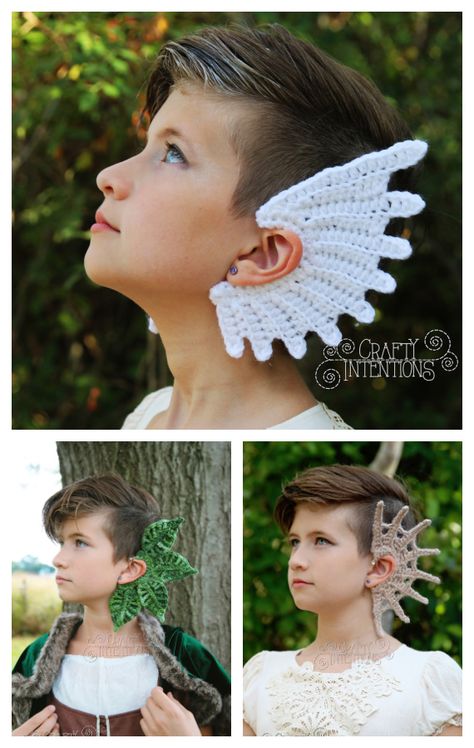 Crafty Intentions, Spike Ear Cuff, Unique Ear Cuffs, Leaf Ear Cuffs, Feather Ear Cuff, Pattern Printable, Crochet Creations, Fun Crochet Projects, Diy Crochet Projects