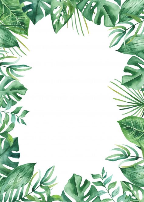 Safari Leaves, Décoration Baby Shower, Tropical Frames, Leaves Frame, Watercolor Frame, Frame Watercolor, Tropical Illustration, Tropical Background, Tropical Wedding Invitations