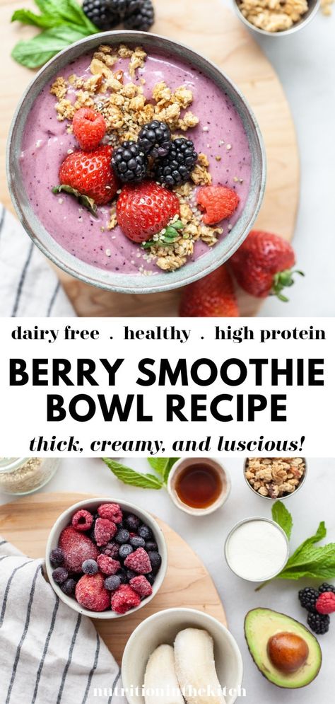 Berry Smoothie Bowl Recipe, Mixed Berry Smoothie Bowl, Acai Berry Smoothie, Frozen Berry Smoothie, Frozen Smoothie Packs, Triple Berry Smoothie, Berry Protein Smoothie, Berry Smoothie Bowl, Plant Based Smoothies