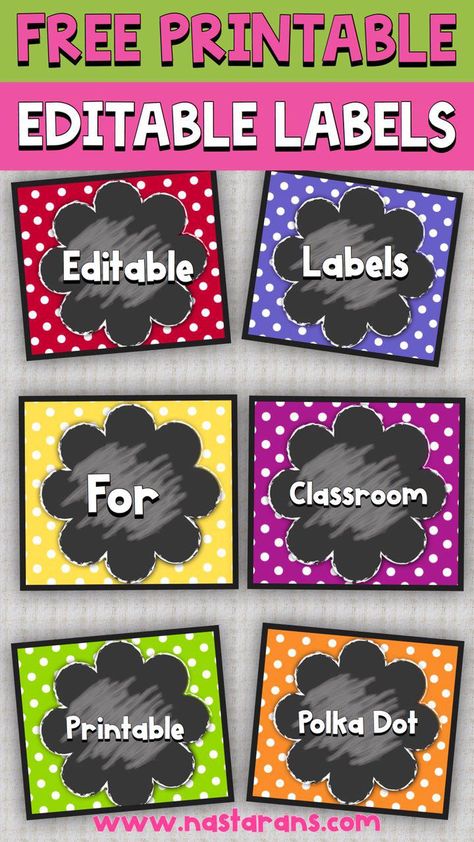 Editable Name Tags Free Printable Labels, Free Editable Name Tags, Classroom Labels Printables, Labels For Classroom, Polka Dot Labels, Labels Ideas, Free Classroom Printables, Clipart Frames, Polka Dot Classroom