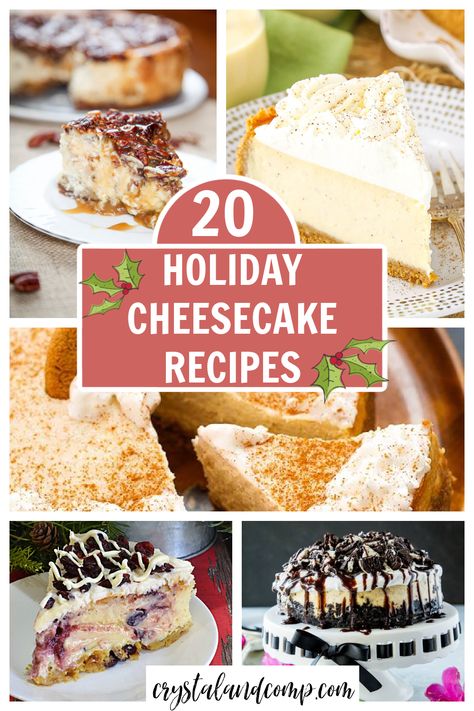 Over 20 Holiday Cheesecake Recipes that will wow your guests with festive desserts bursting with seasonal flavors! Make your celebration unforgettable with these irresistible treats! Christmas Cheesecake Flavors, Unique Cheesecake Flavors, Easy Christmas Cheesecake, Unique Cheesecake, Holiday Cheesecake Recipes, Christmas Cheesecake Recipes, Holiday Cheesecake, Savory Cheesecake, Holiday Desserts Christmas