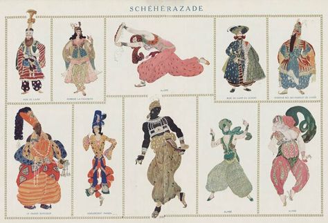 Léon Bakst-The sketches of the costumes for the ballet "Scheherazade" (Ballets Russes) Enchanted Mirror, Leon Bakst, Ballet Russe, Art Colour, Mesopotamia, Pictures To Draw, Canvas Pictures, Artist Art, Art Reproductions