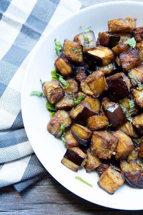 Roasted Eggplant With Balsamic Vinegar & Basil – Italian Food Forever Roasted Eggplant Recipes, Eggplant Dishes, Roasted Eggplant, Roast Eggplant, Eggplant Recipes, Veggie Side Dishes, Veggie Dishes, Vegetable Side Dishes, Italian Food