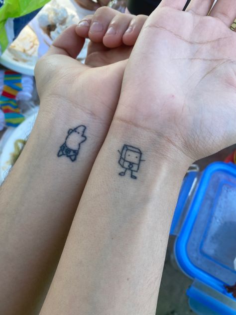 #spongebob #matching #tattoo Spongebob Patrick Matching Tattoo, Patrick Tattoo Spongebob, Spongebob And Patrick Tattoo Matching, Spongebob Cloud Tattoo, Matching Tattoos Spongebob, Goofy Matching Tattoos, Spongebob And Patrick Tattoos, Spongebob And Patrick Matching Tattoos, Bsf Matching Tattoos