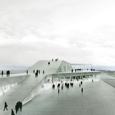 Danish architects C. F. Møller have won a competition to design a new ferry terminal in Stockholm, Sweden.: Ramps Architecture, Ferry Terminal, Mid Century Architecture, Cultural Architecture, Architecture Rendering, Stockholm Sweden, Architecture Presentation, Concept Architecture, Architecture Project