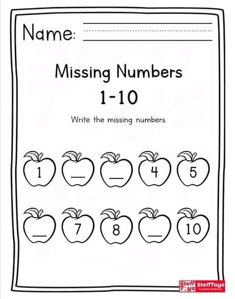 Write The Missing Number 1-10, Missing Number Worksheets, Free Printable Alphabet Worksheets, Mental Maths, Printable Alphabet Worksheets, Work Sheet, Prek Math, Missing Numbers, English Worksheets For Kids