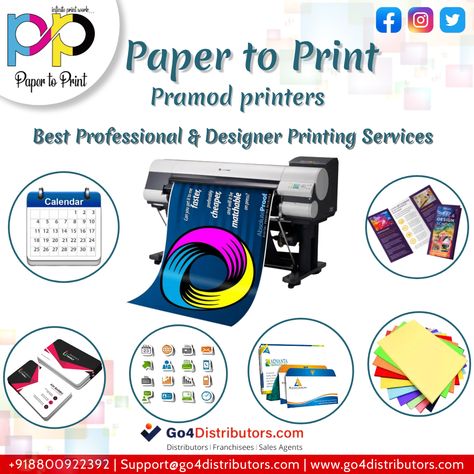 Paper to Print is a reputable service provider engaged in offering highly reliable multicolor cards, calendars, sbs board files, visiting cards, stickers and Letter pads, pamphlets and brochures, envelope printing services, advertising board printing, etc. #MulticolorCardsPrinting #CalenderPrinting #VistingCardsPrinting #StickersPrintingServices #LetterPadPrintingServices #AdvertizingBoardPrintingServices #distributors #Distributorship #manufactures #wholesalers #suppliers #go4distributors Printing Services Advertising, Print Marketing, Advertising Board, Envelope Printing, Business Services, Marketing Guide, Letter P, Visiting Cards, Advertising Poster