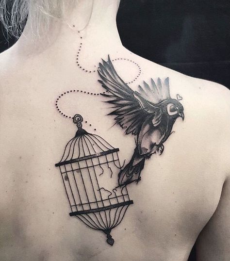 Cage Bird Tattoo, Badass Tattoo Ideas, Mandala Tattoo Sleeve Women, Small White Tattoos, Birdcage Tattoo, Cage Tattoo, Small Bird Tattoos, Freedom Tattoos, Cage Tattoos