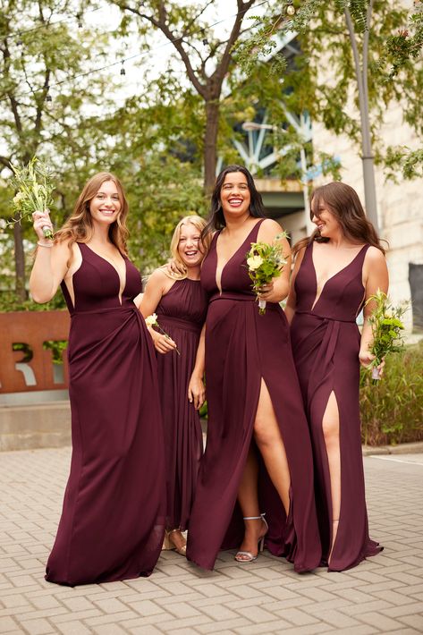 Maroon Bridesmaid dresses and matching junior bridesmaid dresses. Maroon bridesmaid dresses are perfect for a winter wedding! Bridesmaid Dresses Maroon, Maroon Bridesmaid, Maroon Bridesmaid Dresses, Red Bridesmaid, Red Bridesmaid Dresses, Burgundy Bridesmaid Dresses, Bridesmaid Dress Colors, Bridesmaid Outfit, Junior Bridesmaid Dresses