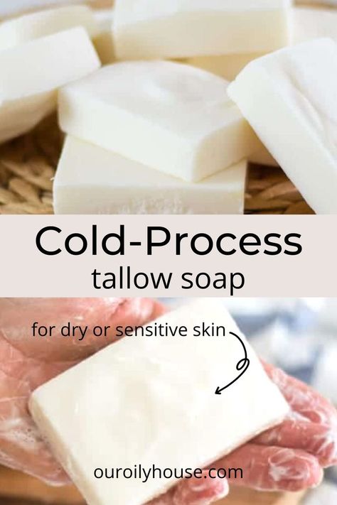 Sensitive Skin Soap Recipe, Magnesium Soap Recipe, Diy Tallow Dish Soap, Cold Process Tallow Soap Recipe, How To Make Tallow Soap, Tallow Bar Soap, Homemade Tallow Soap, Diy Tallow Soap, Tallow Face Wash