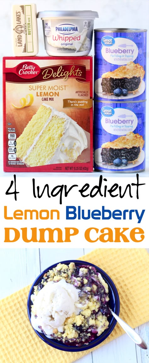 Blueberry Cheesecake Dump Cake, Lemon Blueberry Dump Cake, Blueberry Nails, Cheesecake Dump Cake, Blueberry Dump Cake, Blueberry Dump Cake Recipes, Easy Dump Cake Recipe, Philadelphia Torte, Lemon Blueberry Cheesecake