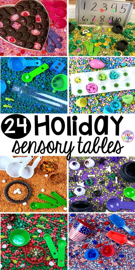 Texture Table Ideas Preschool, Sensory Tables For Toddlers, Sensory Table Ideas For Kindergarten, Valentine Sensory Table, Sensory Bin Theme Ideas, Seasonal Sensory Bins, Kindergarten Sensory Table, Pre K Sensory Bins, Kindergarten Sensory Activities