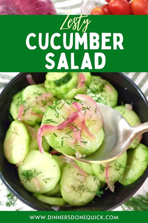 Looking for a refreshing summer side dish? Check out our mouthwatering recipe for a Zesty Vinegar Cucumber Onion Salad that will elevate your taste buds to a whole new level! 🌿🍋 This tangy and crunchy salad is the perfect combination of flavors. #DinnersDoneQuick #cucumberonionsalad #cucumberandonionsalad #cucumberredonionsalad #cucumberonionsaladrecipes #cucumbersalad #cucumbersaladwithredonion #summersidedishes #summerfoods #cucumberonionsaladvinegar #sidedishrecipes Cucumber Onion Salad Vinegar, Cucumber Red Onion Salad, Cucumber Onion Salad, Refreshing Summer Recipes, Cucumber Onion, Vinegar Cucumbers, Summer Side Dish, Cucumbers And Onions, Crunchy Salad