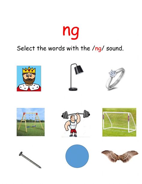 Ng Phonics Worksheet, Volunteering Activities, G Sound, Long Vowel Sounds, Kindergarten Reading Activities, Blending Sounds, Consonant Blends, Alphabet Practice, Sound Words