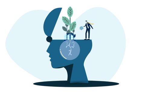 businessman Water the plants big brain for growth mindset and develop my self concept vector. Brain Vector, Big Brain, Self Concept, My Self, Business Development, Growth Mindset, Business Man, Brain, Plants