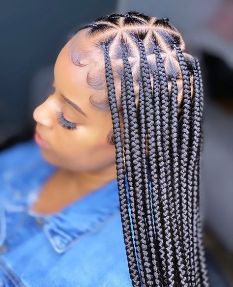 30 Knotless Braids, Birthday Braids, Knotless Braids Hairstyles, Hairstyle Braided, Bantu Knot Hairstyles, Medium Knotless, Triangle Braids, Triangle Box Braids, Braids Knotless