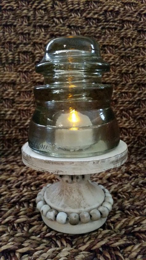 60s Bedroom Decor, 60s Bedroom, Insulator Lights, Magnolia Market, Glass Insulators, Primitive Crafts, Diy Farmhouse Decor, Jar Crafts, Primitive Decorating