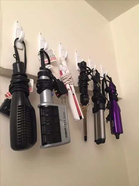 35+ Dorm Room Organization Ideas and Storage Hacks - HubPages Organize Curling Irons In Bathroom, Beauty Tools Organization, Hot Tool Organization, Heat Tools Organization, Hot Tools Storage, Hot Tools Organization Bathroom, Nail Tools Organization, Vanity Hair Tools Organization, Beauty Salon Organization Ideas