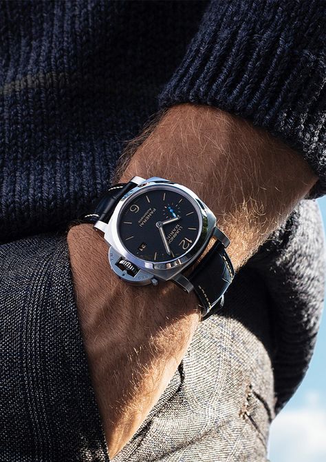 The #Luminor Marina, one of the world’s best-loved #Panerai models, is updated by the P.9010 automatic movement, with a power reserve of three days. #timepiece #luxury Iwc Watches Men, Apple Watch Men, Hublot Watches Men, Longines Watch Men, Cartier Watches Mens, Top Watches For Men, Breitling Watches Mens, Mens Luxury Lifestyle, Panerai Luminor Marina