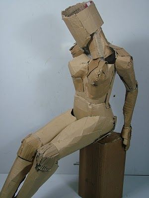 human Cardboard Human Sculpture, Cardboard Body Sculpture, Cardboard Installation Art, Cardboard Person, Cardboard Statue, Human Body Sculpture, Human Figure Sculpture, Cardboard Figures, Cardboard Face