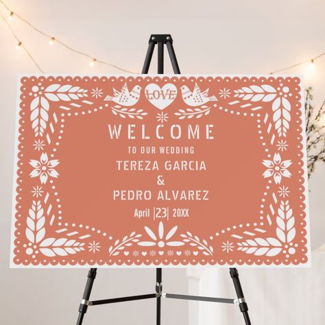 Papel Picado Wedding, Foam Board Sign, Mexican Inspired Wedding, Wedding Fiesta, Mexican Themed Weddings, Stylish Wedding Invitation, Fiesta Wedding, Love Birds Wedding, Boda Mexicana