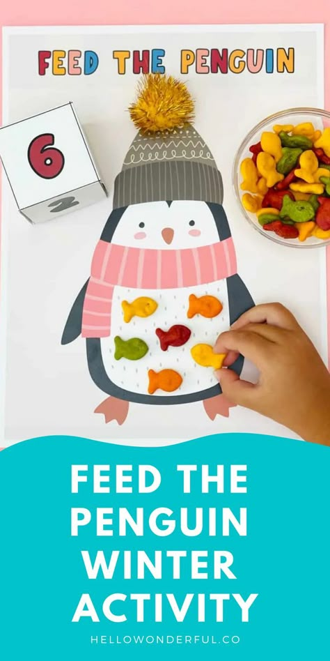 Polar Animals Preschool Crafts, Arctic Animals Preschool Theme, Winter Animals Preschool Activities, Feed The Penguin, Animals Preschool Crafts, Preschool Penguin Activities, Arctic Animals Preschool Activities, Polar Animals Preschool, Winter Animals Preschool