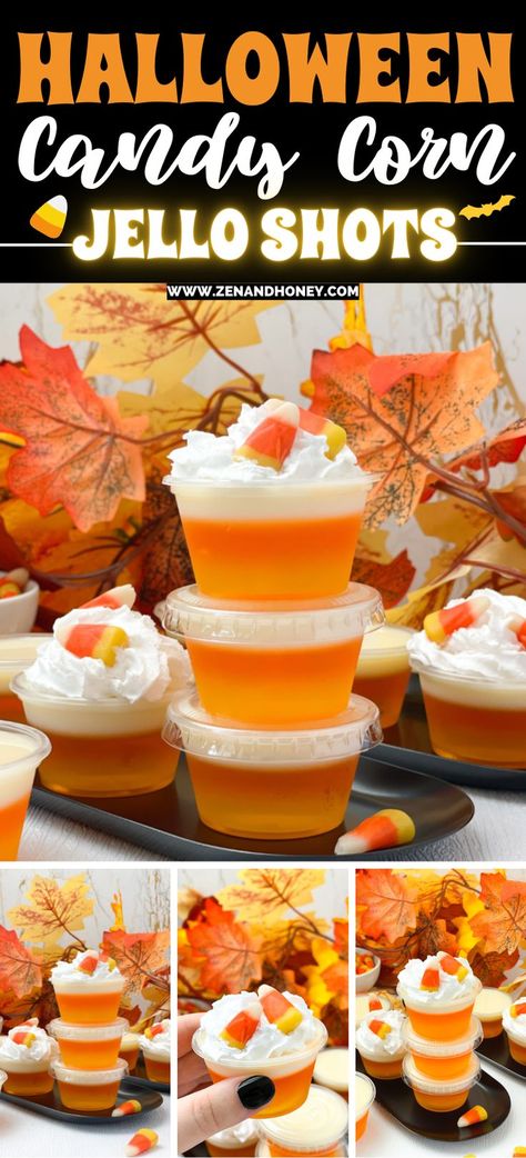 These Halloween and Thanksgiving jello shots are so fun! Made with lemon, orange jello and condensed sweetened milk, they make a great holiday jello shots recipe that looks like a little Candy Corn! Make these super fun Candy Corn Jello Shots for your next Halloween party. Thanksgiving Jello Shots, Holiday Jello, Thanksgiving Jello, Candy Corn Jello, Holiday Jello Shots, Candy Corn Jello Shots, Best Jello Shots, Jello Shots Recipe, Halloween Jello Shots