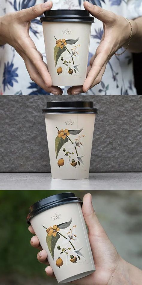 Coffee Shop Packaging, Paper Cup Design, Shop Packaging, Coffee Cup Art, Coffee Tattoos, Bottle Design Packaging, Paper Coffee Cup, Coffee Illustration, Coffee Plant