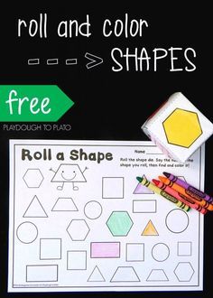 Roll a Shape Game for Kids! Fun way to teach kids the names and characteristics of shapes. Perfect shape game for preschool or early kindergarten Shape Games For Kids, Game For Preschool, Playdough To Plato, Shapes Kindergarten, Teaching Shapes, Prek Math, Shapes Preschool, Learning Shapes, Shapes Activities