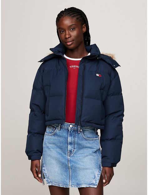 Tommy Hilfiger Jacket Women, Tommy Hilfiger Jacket, Jeans Collection, Classy Girl, Tommy Hilfiger Jackets, Tommy Hilfiger Women, Tommy Jeans, Fur Trim, Puffer Jacket