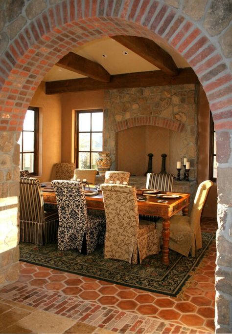 ♥♡♥ Rustic Tuscan Decor, Bohemian Plants, Dining Design Ideas, Brick Archway, Hate Winter, Hacienda Style Homes, Tuscan Decor, Aesthetic Bedroom Ideas, Best Modern House Design