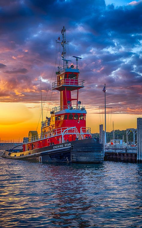 ~~Tug Boat • Port Jefferson, New York • by Jeff Anderson FFF~~ Jeff Anderson, Naval Architecture, Navi A Vela, Working Boat, Merchant Marine, Merchant Navy, Sailing Vessel, Boat Art, Yacht Boat