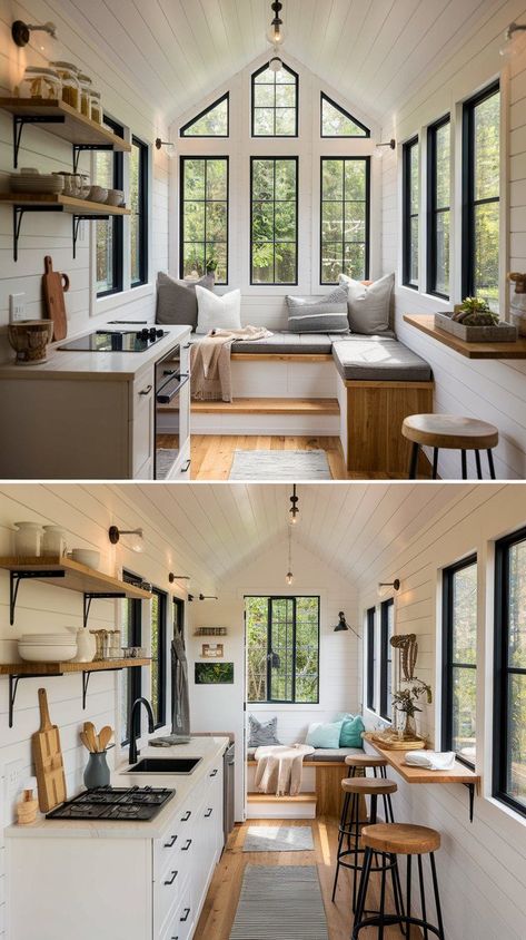 Shed To Tiny House Interior, Interior Design Tiny House, Interior Design Ideas For Small Spaces, Tiny Homes Interior, Tiny House Interior Design Ideas, Affordable Interior Design Ideas, Tiny Guest House, House Interior Design Ideas, Tiny Home On Wheels