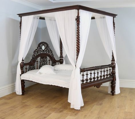 History of our Colonial / Anglo Indian Four Poster Beds - Yola Gray Antiques Canopy Bedroom Design, Net Canopy, Four Poster Beds, Poster Beds, Colonial India, Antique Bed, Bedroom Vibes, Canopy Beds, Canopy Bedroom