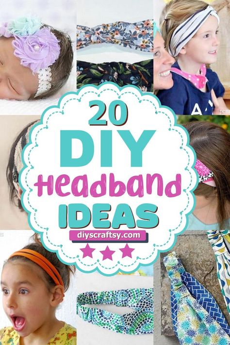 DIY Headband Ideas Diy Padded Headbands, How To Make Headbands For Women, Diy Headbands For Kids, Diy Headband Ideas, Fabric Headbands Diy, Softball Headbands, Hairband Hairstyle, How To Wear Headbands, Diy Elastic