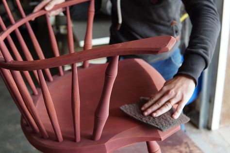 Windsor Arm Chair, Windsor Chairs, Windsor Chair, Milk Paint, Whittling, Old Furniture, Chair Backs, Red Oak, Wishbone Chair