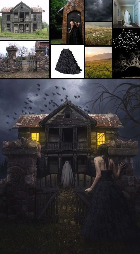 Photo Retouching Tutorial, Haunted Photos, Retouching Tutorial, House Night, Horror Photos, Adobe Photoshop Design, Ghost House, Photoshop Design Ideas, Photoshop Artwork