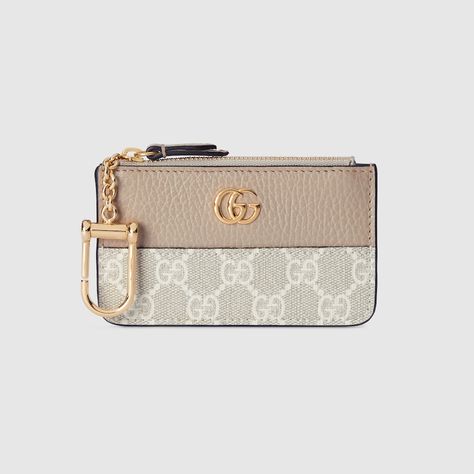 GG Marmont keychain card case in oatmeal leather and Supreme | GUCCI® US Gucci Keychain Wallet, Cute Wallet Keychain Ideas, Gucci Key Pouch, Gucci Card Holder, Wishlist 2024, Women's Wallets, Xmas List, Cute Wallets, Key Pouch