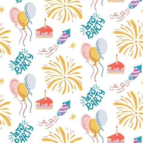 Happy birthday vector seamless pattern b... | Premium Vector #Freepik #vector #confetti #birthday-illustration #happy-birthday #surprise-party Confetti Illustration, Clown Bear, Fireworks Cake, Birthday Pattern, Birthday Vector, Party Icon, Modern Quotes, Balloon Illustration, Cupcake Birthday