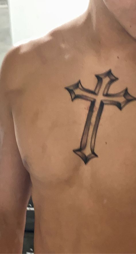 Chest Cross Tattoo For Men, Chest Cross Tattoo, Cross Chest Tattoo Men, Cross Tattoo Chest, Side Stomach Tattoos For Guys, Cool Little Tattoos, Practice Tattoos, Head Aesthetic, Side Stomach Tattoos