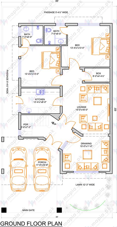 35 X 65 House Plan Pakistan, 35x65 House Plans Pakistan, 35×70 House Plan, 10 Marla House Plan Pakistan, 35x70 House Plans, 10 Marla House Design, Plot Design, 5 Marla House Plan, 10 Marla House Plan