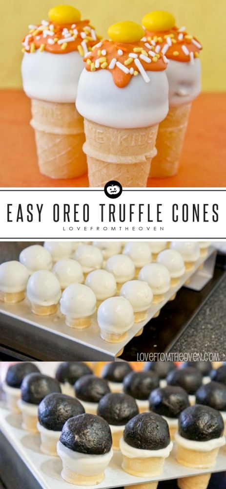 Easy No-Bake Oreo Truffle Cones For Halloween.  These are so easy and I think they taste better than cake pops, with no baking!  Love this recipe! No Bake Oreo Cake, Youtube Cake, Better Than Cake, Oreo Truffle, Oreo Cake Pops, Video Cake, Starbucks Cake, Love From The Oven, Valentines Cake