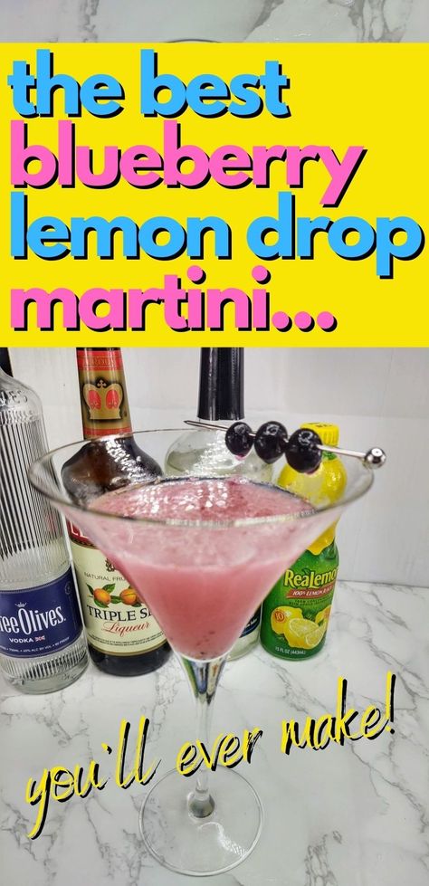 Blueberry Lemon Martini, Lemon Blueberry Cocktail, Blueberry Lemon Drop Martini, Easy Vodka Cocktail, Blueberry Lemon Drop, Lake Drinks, Blueberry Martini, Lemon Martini, Martini Recipes Vodka