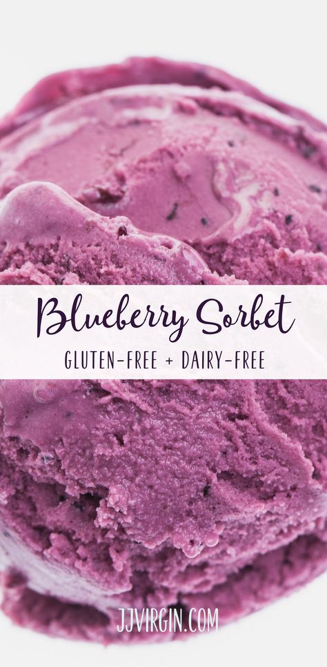 This sweet, tangy sorbet has all the cell-protecting benefits of blueberries without the sugar impact of traditional sorbet.Get this gluten free, dairy free, low sugar recipe now. Sugar Free Sorbet Recipes, Fruit Sorbet Recipe, Blueberry Sorbet, Jj Virgin, Sorbet Ice Cream, Fruit Sorbet, Ice Cream Maker Recipes, Yogurt Ice Cream, Lactose Free Diet