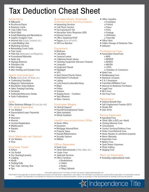 Tax Deduction Cheat Sheet, Tax Planning Small Businesses, Tax Deductions For Llc, Personal Tax Deductions List, Self Employment Tax Deductions, Vagaro Business Tools, Tax Deductions List Families, Tax Deductions For Small Business, Tax Preparer Business Marketing