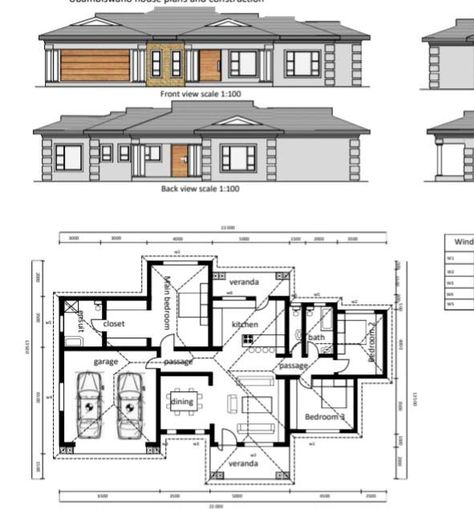 Model House Plan Layout, South Africa House Plans, Low Cost House Plans, Bungalow House Floor Plans, Flat Roof House Designs, House Paintings, House Plans South Africa, Two Story House Design, House Plans With Pictures