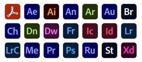 Adobe Creative Cloud Apps Icons Set Adobe Icon, Photoshop App, Illustration Software, Adobe Apps, Presentation Boards, Adobe Audition, Adobe Software, Photoshop Icon, Photoshop Express