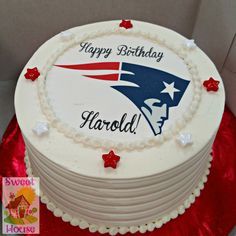 Patriots Birthday Cake Boston Sports, Husband Birthday, Kids Stuff, Birthday Cakes, Cake Ideas, Cake Desserts, New England, Birthday Parties, Cupcake