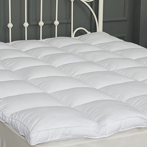 AmazonSmile: Mattress Topper Down Alternative Plush 2" Thick Quilted Mattress Pad Fluffy and Firm with 4 Straps Hotel Quality (Twin XL) : Home & Kitchen Pillow Top Mattress Pad, Firm Pillows, Soft Mattress, Mattress Cover, Pillow Top Mattress, King Mattress, Mattress Pads, Mattress Pad, Best Mattress